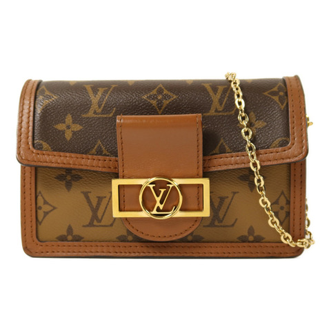 LOUIS VUITTON Monogram Reverse Dauphine金扣鏈帶肩背袋