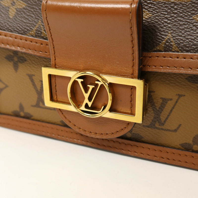 LOUIS VUITTON Monogram Reverse Dauphine金扣鏈帶肩背袋-7