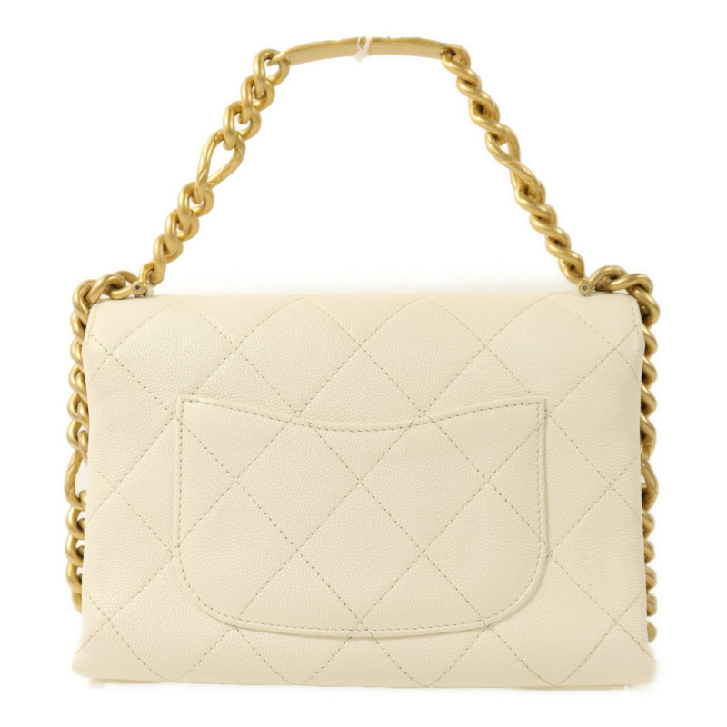 CHANEL 牛皮皮革Chain Shoulder金扣鏈帶手挽肩背兩用袋-1