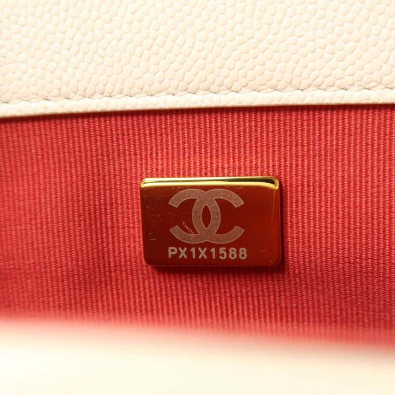 CHANEL 牛皮皮革Chain Shoulder金扣鏈帶手挽肩背兩用袋-6