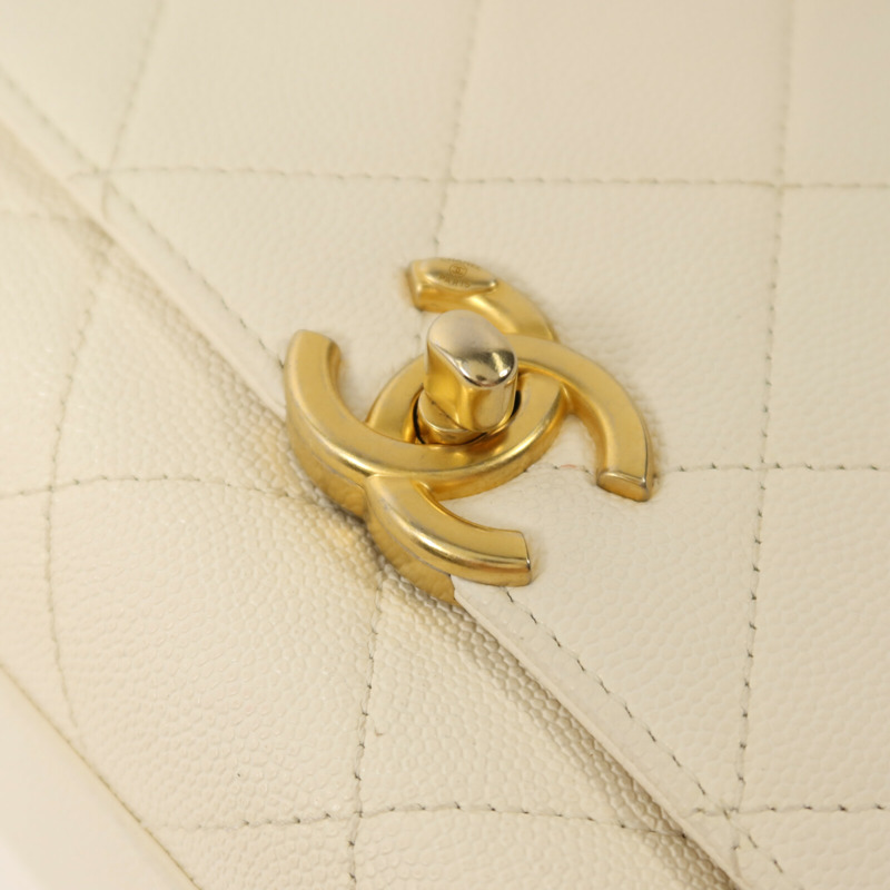 CHANEL 牛皮皮革Chain Shoulder金扣鏈帶手挽肩背兩用袋-9