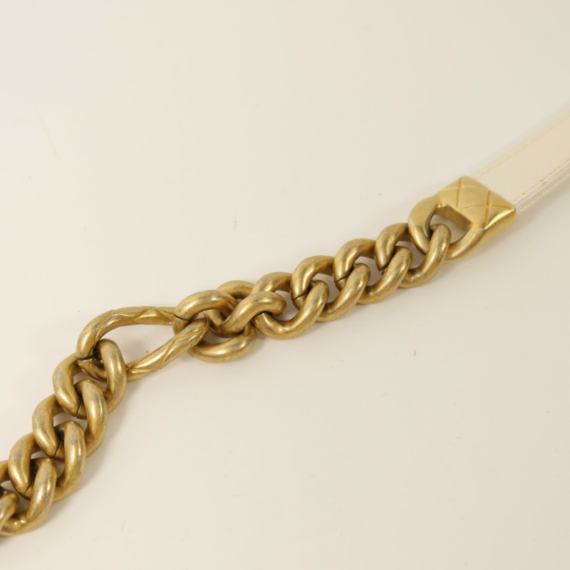 CHANEL 牛皮皮革Chain Shoulder金扣鏈帶手挽肩背兩用袋-10