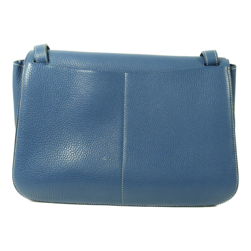HERMES Clemence皮革Halzan 31銀扣手挽肩背兩用袋Bleu Agate-1
