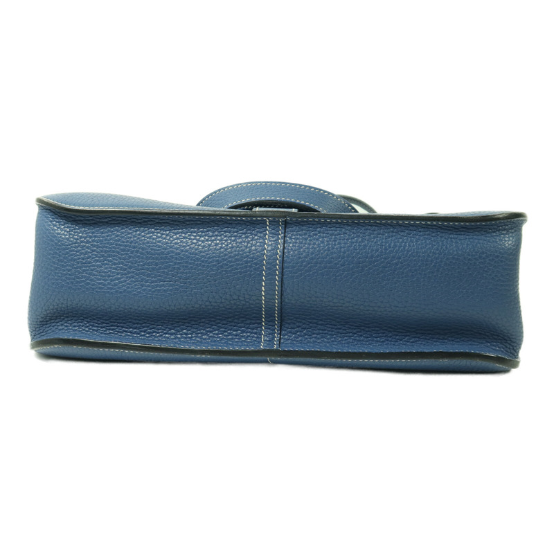 HERMES Clemence皮革Halzan 31銀扣手挽肩背兩用袋Bleu Agate-3