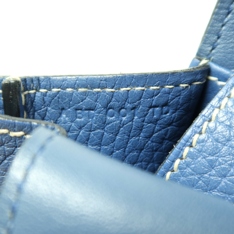 HERMES Clemence皮革Halzan 31銀扣手挽肩背兩用袋Bleu Agate-6