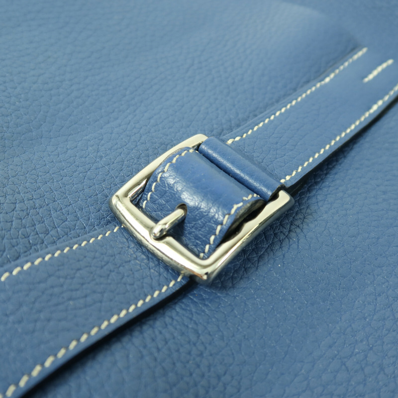 HERMES Clemence皮革Halzan 31銀扣手挽肩背兩用袋Bleu Agate-8
