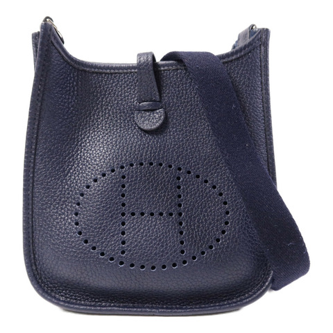 HERMES Clemence皮革Evelyne TPM銀扣肩背袋Bleu Nuit