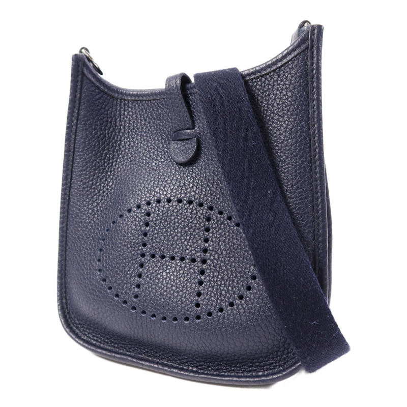 HERMES Clemence皮革Evelyne TPM銀扣肩背袋Bleu Nuit-2