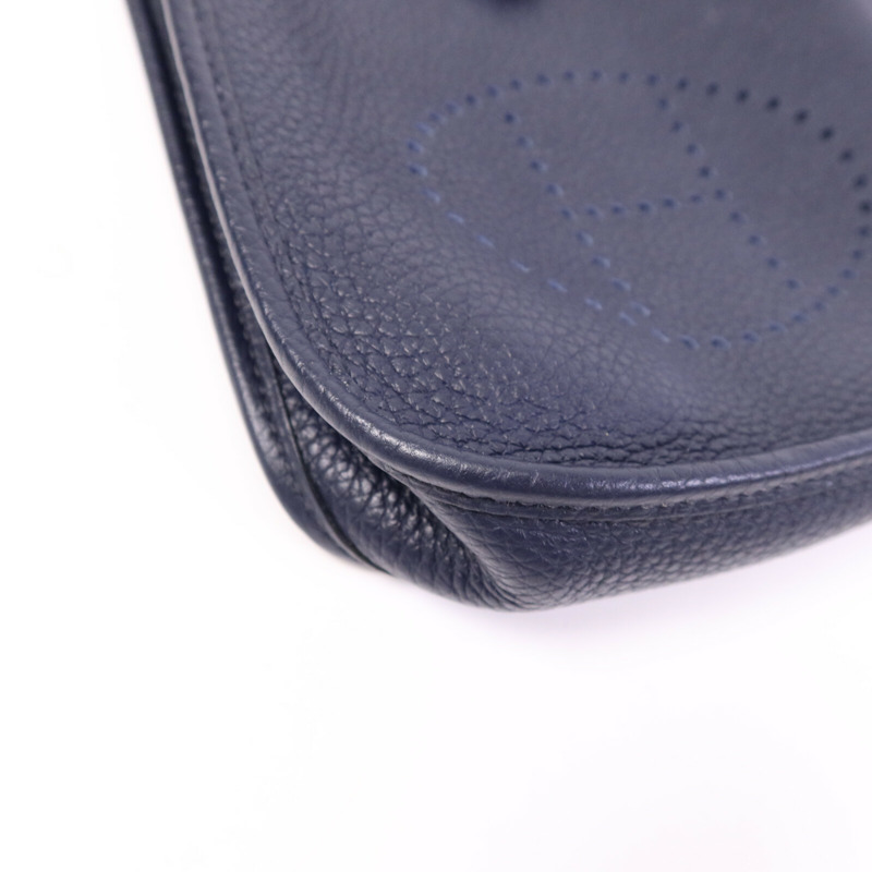 HERMES Clemence皮革Evelyne TPM銀扣肩背袋Bleu Nuit-5