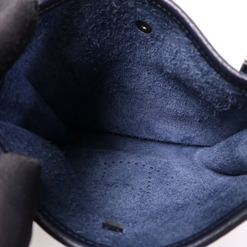 HERMES Clemence皮革Evelyne TPM銀扣肩背袋Bleu Nuit-10