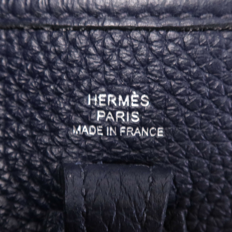 HERMES Clemence皮革Evelyne TPM銀扣肩背袋Bleu Nuit-12