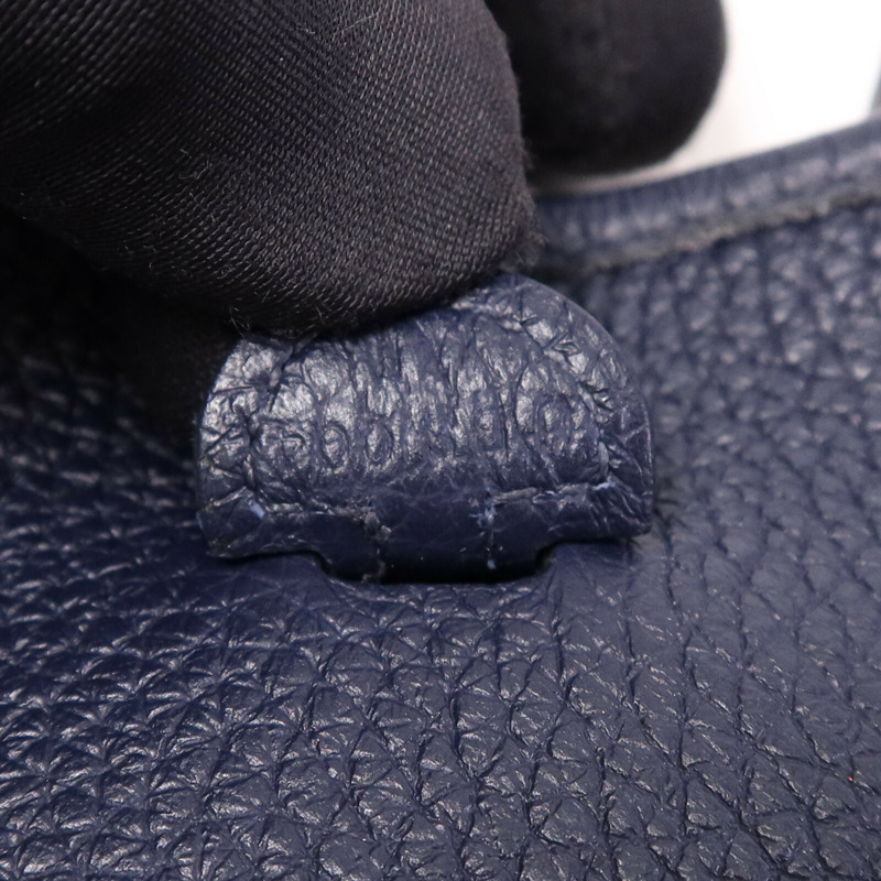HERMES Clemence皮革Evelyne TPM銀扣肩背袋Bleu Nuit-13