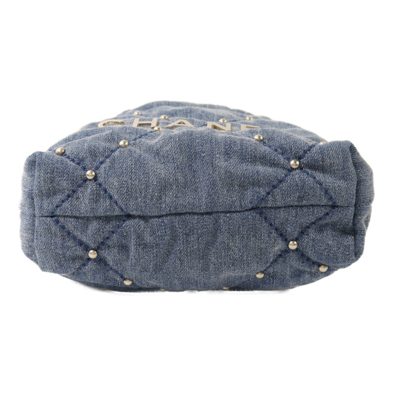 CHANEL 牛仔布Chanel 22 Mini銀扣鏈帶肩背袋-3