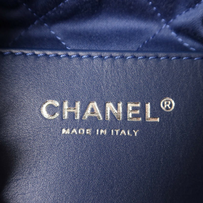 CHANEL 牛仔布Chanel 22 Mini銀扣鏈帶肩背袋-5