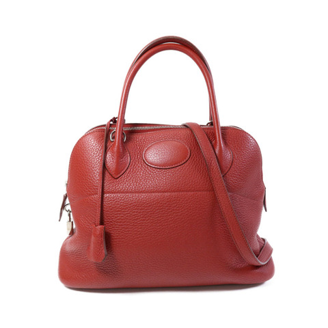 HERMES Clemence皮革Bolide 31銀扣手挽肩背兩用袋Rouge Casaque