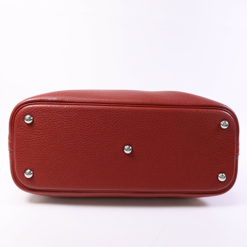 HERMES Clemence皮革Bolide 31銀扣手挽肩背兩用袋Rouge Casaque-3