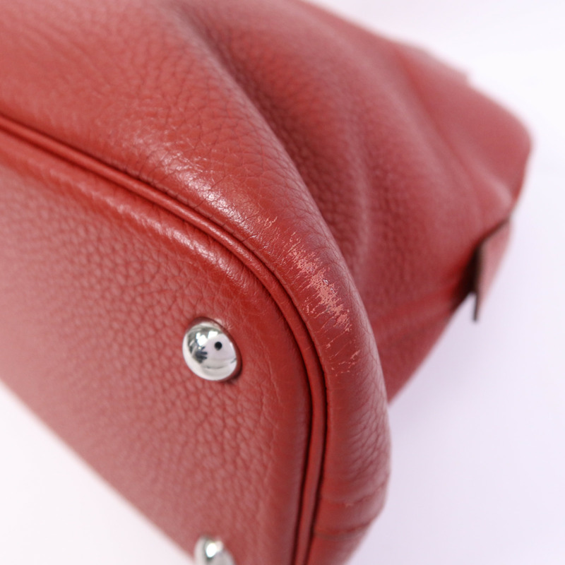 HERMES Clemence皮革Bolide 31銀扣手挽肩背兩用袋Rouge Casaque-4