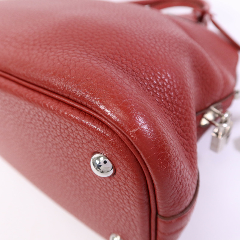 HERMES Clemence皮革Bolide 31銀扣手挽肩背兩用袋Rouge Casaque-6
