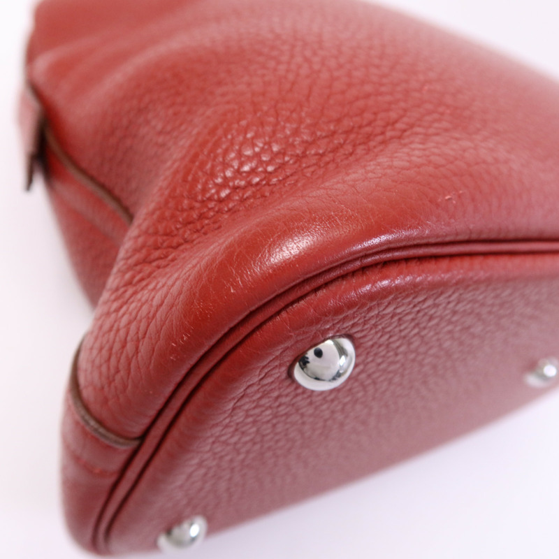 HERMES Clemence皮革Bolide 31銀扣手挽肩背兩用袋Rouge Casaque-7