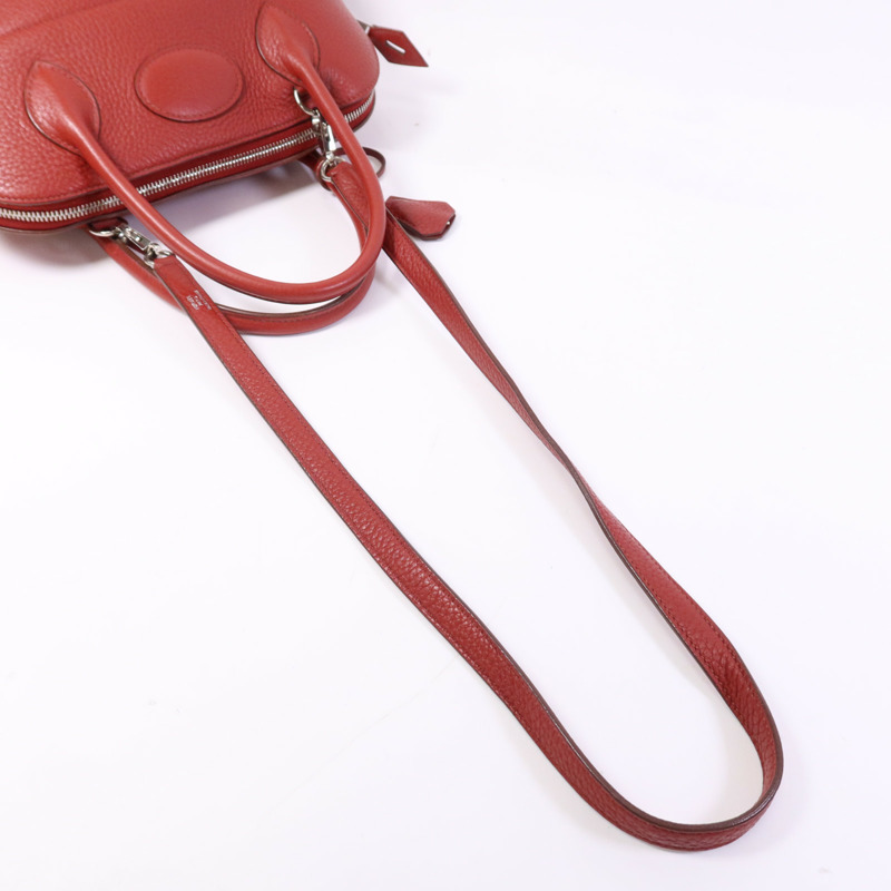 HERMES Clemence皮革Bolide 31銀扣手挽肩背兩用袋Rouge Casaque-8