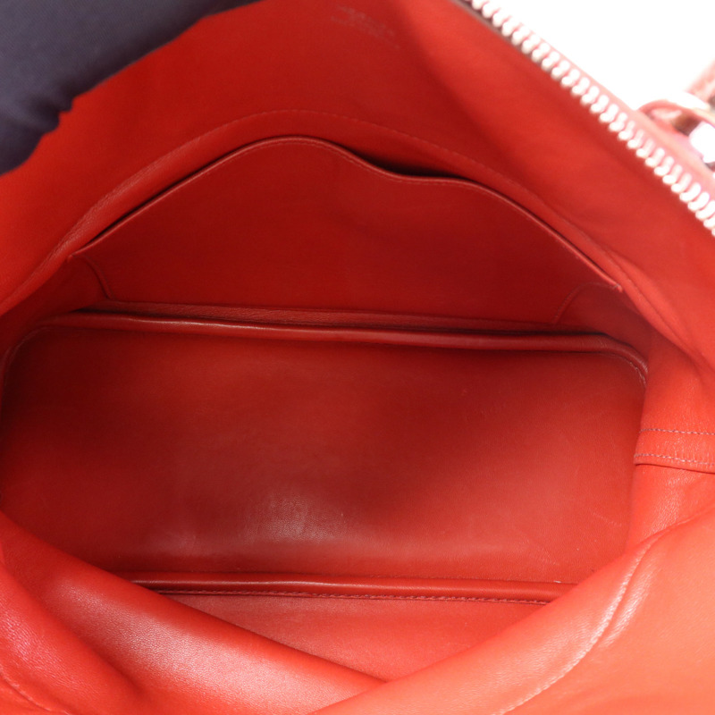 HERMES Clemence皮革Bolide 31銀扣手挽肩背兩用袋Rouge Casaque-10
