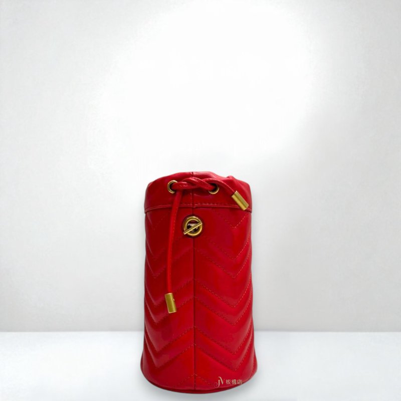 JS1234-GUCCI GG Marmont紅牛皮迷你水桶袋575163-1