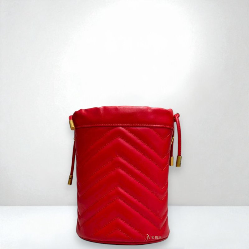 JS1234-GUCCI GG Marmont紅牛皮迷你水桶袋575163-3