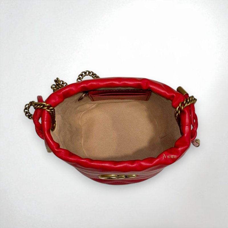 JS1234-GUCCI GG Marmont紅牛皮迷你水桶袋575163-5