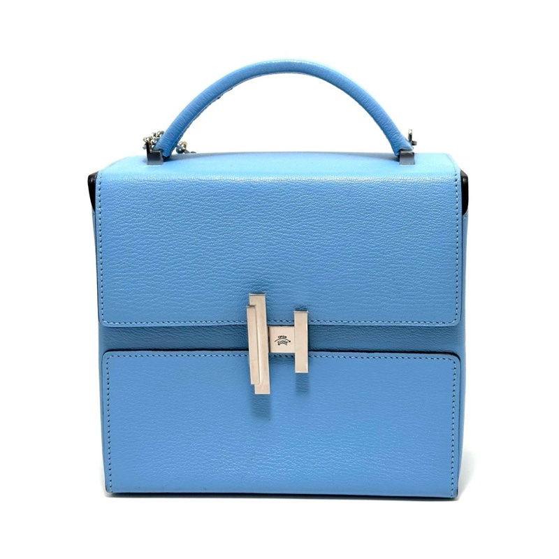 HERMES愛馬仕糖果藍銀扣Cinhetic18盒子手提單肩斜挎包-1