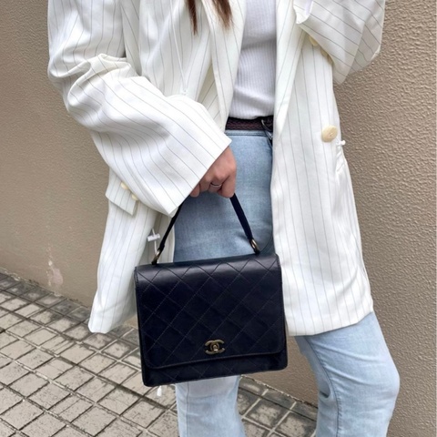 「JL精品代購」9新 Chanel菱格牛皮做舊五金小Kelly型包包