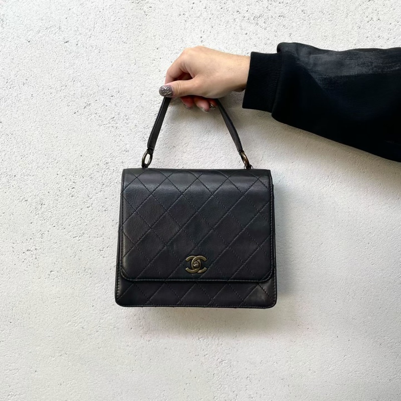 「JL精品代購」9新 Chanel菱格牛皮做舊五金小Kelly型包包-1