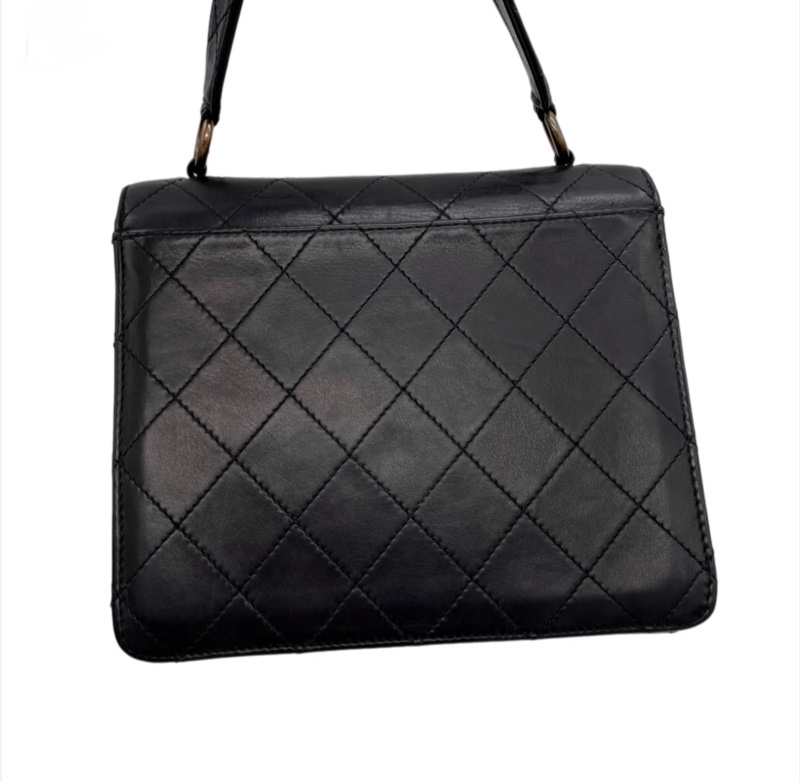 「JL精品代購」9新 Chanel菱格牛皮做舊五金小Kelly型包包-3