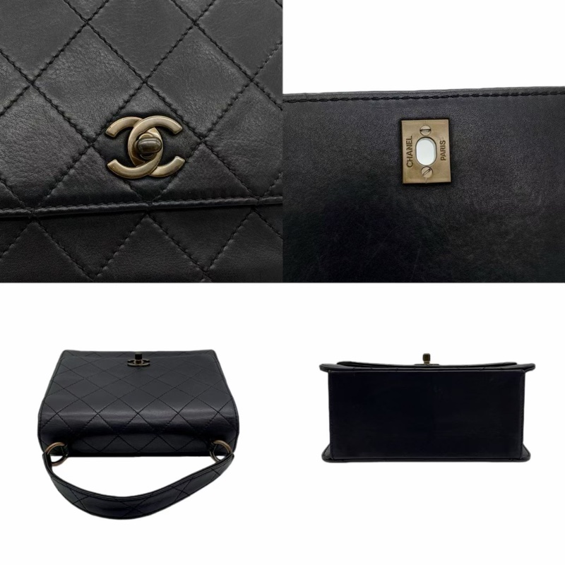 「JL精品代購」9新 Chanel菱格牛皮做舊五金小Kelly型包包-4