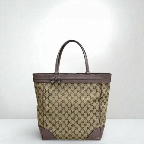 JS1275-GUCCI 緹花拼淺粉紫色牛皮托特包 257062