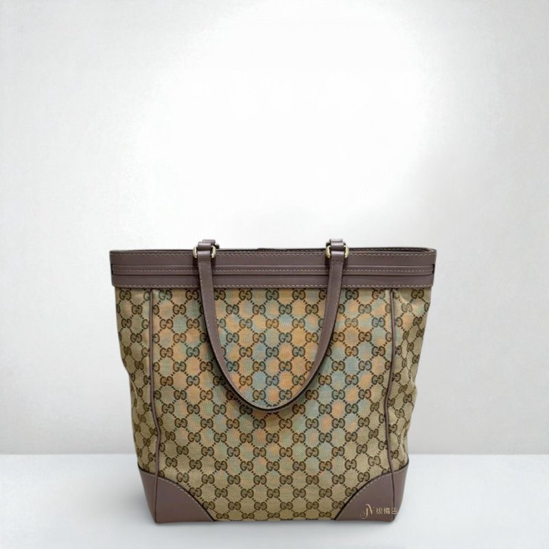 JS1275-GUCCI 緹花拼淺粉紫色牛皮托特包 257062-3