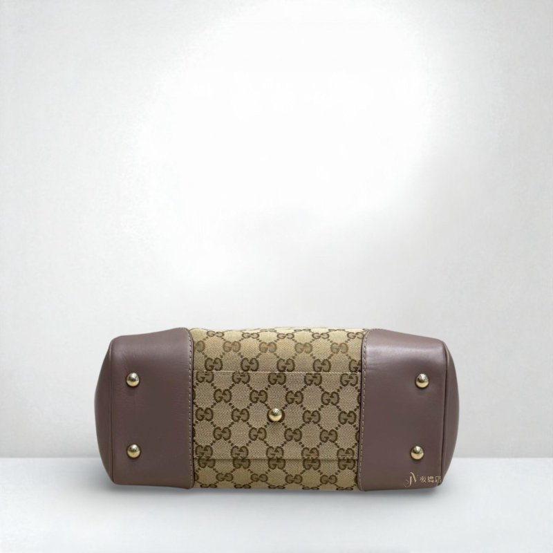 JS1275-GUCCI 緹花拼淺粉紫色牛皮托特包 257062-4