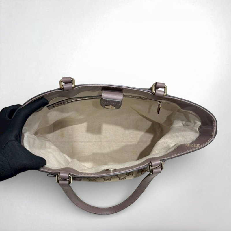 JS1275-GUCCI 緹花拼淺粉紫色牛皮托特包 257062-5