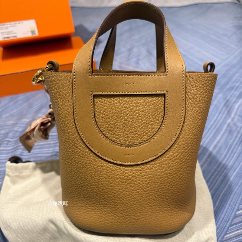 Hermes in the loop 18 餅乾色 豬鼻菜籃子 送Twilly 全新閑置品 全配-6