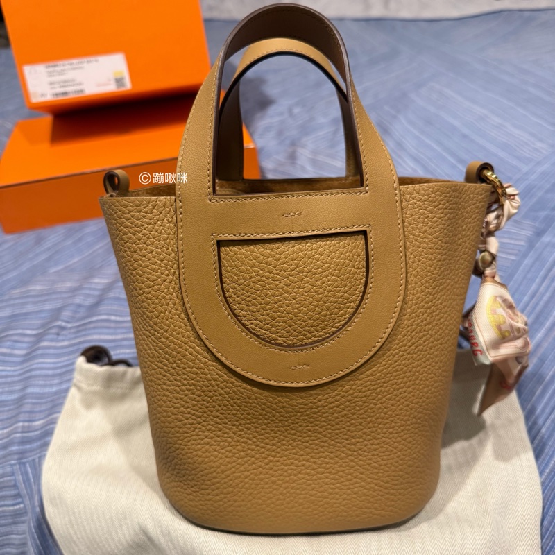 Hermes in the loop 18 餅乾色 豬鼻菜籃子 送Twilly 全新閑置品 全配-15
