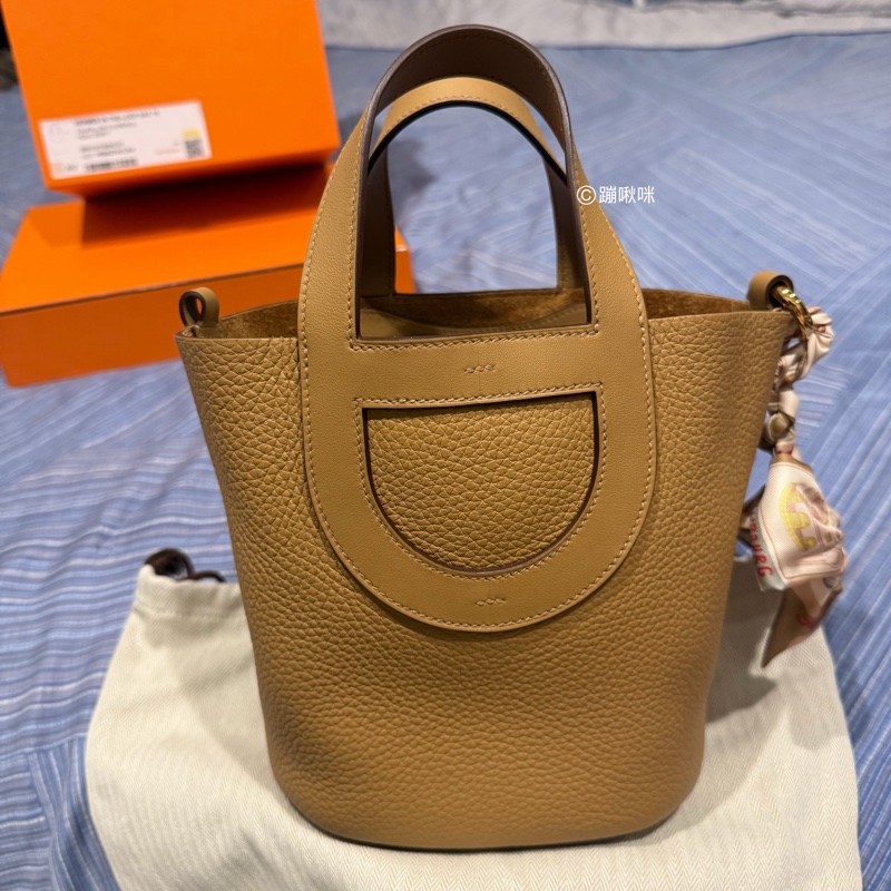 Hermes in the loop 18 餅乾色 豬鼻菜籃子 送Twilly 全新閑置品 全配-16