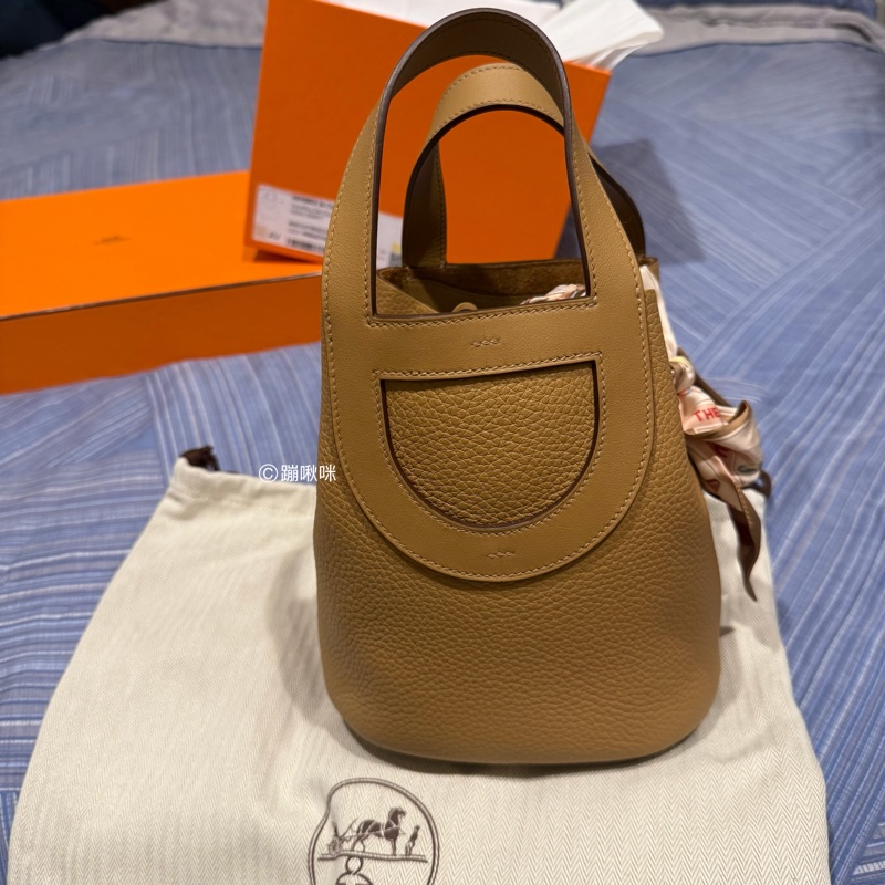 Hermes in the loop 18 餅乾色 豬鼻菜籃子 送Twilly 全新閑置品 全配-18