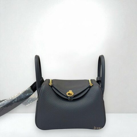 JY0264-HERMES 85岩板灰TC皮金釦MINI LINDY II