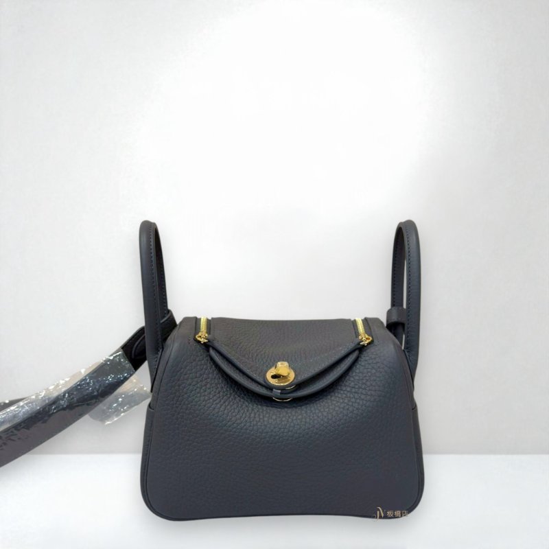 JY0264-HERMES 85岩板灰TC皮金釦MINI LINDY II-0