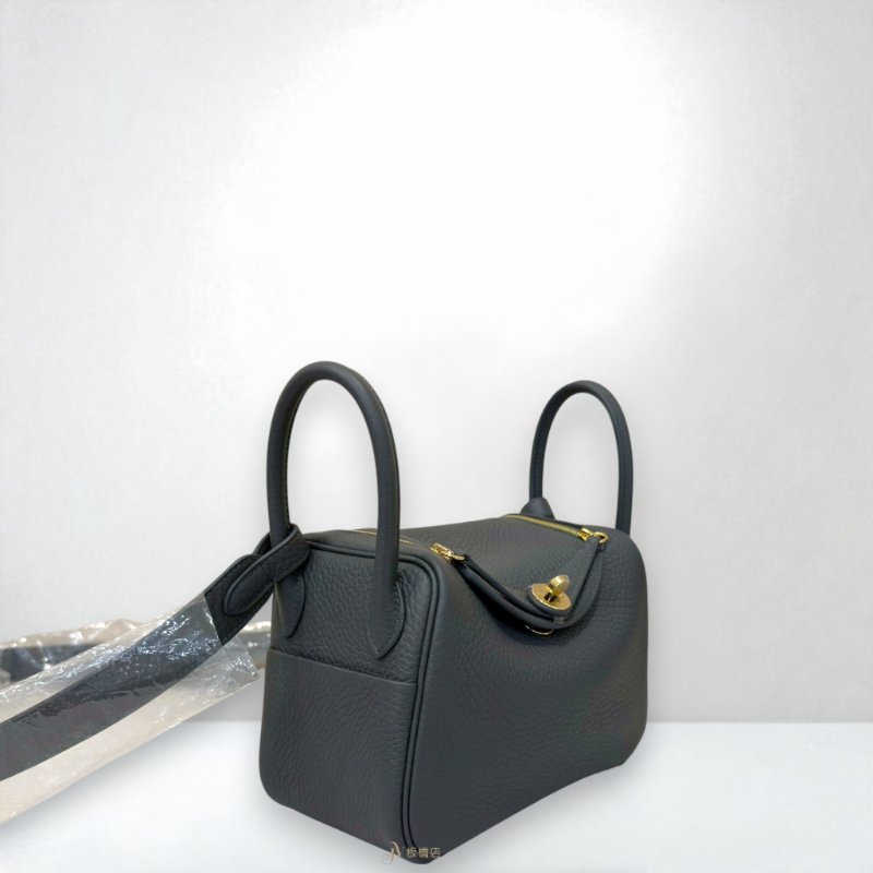 JY0264-HERMES 85岩板灰TC皮金釦MINI LINDY II-1