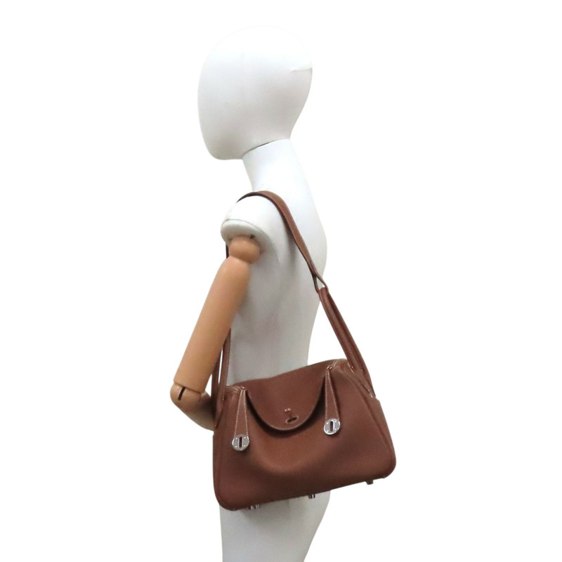 金棕色 Taurillon牛皮 Lindy 26 肩背包 B刻 銀扣【HERMES 愛馬仕】 H073428CK37-7