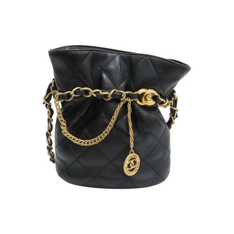 黑色 羊皮 金幣水桶包 肩背包【CHANEL 香奈兒】 AS4002
