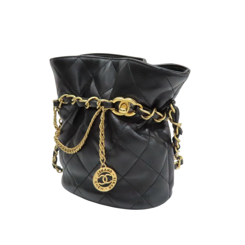 黑色 羊皮 金幣水桶包 肩背包【CHANEL 香奈兒】 AS4002-2