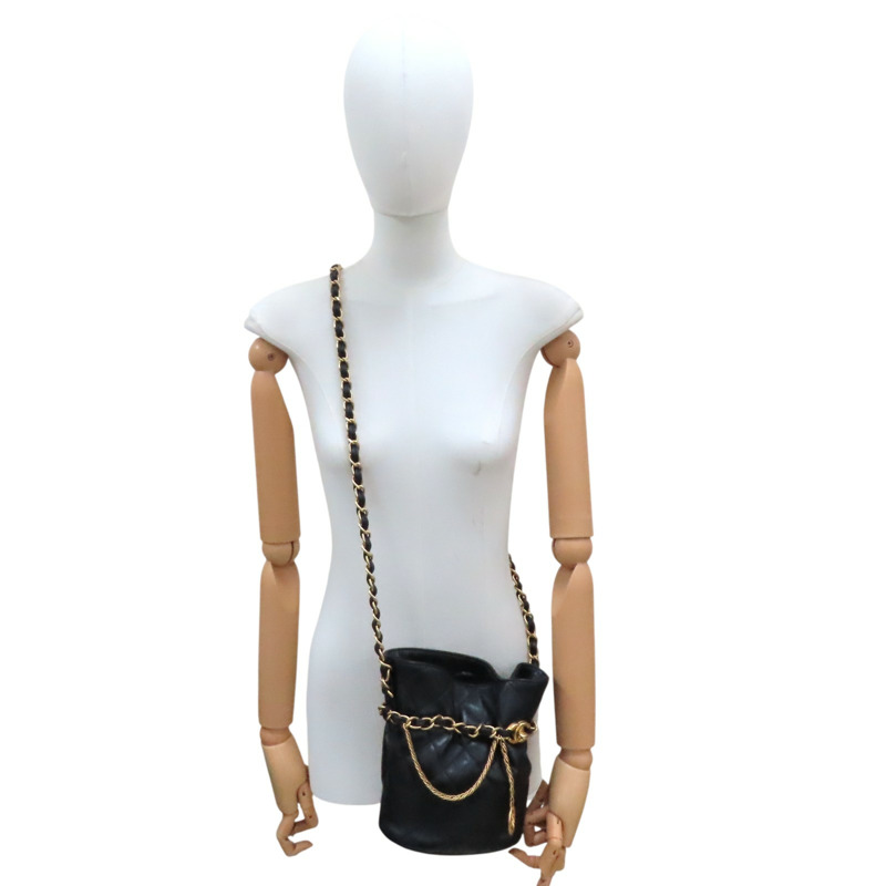 黑色 羊皮 金幣水桶包 肩背包【CHANEL 香奈兒】 AS4002-7
