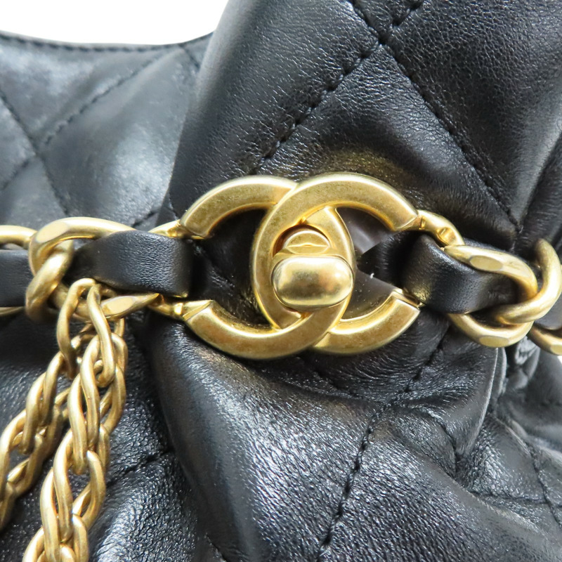 黑色 羊皮 金幣水桶包 肩背包【CHANEL 香奈兒】 AS4002-12