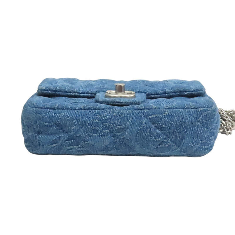 藍色 山茶花 牛仔布 Sweetheart 翻蓋包 肩背包【CHANEL 香奈兒】 AS3829-3